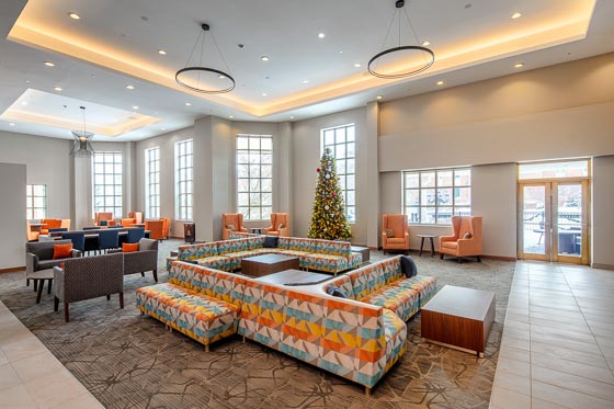 Hotel corridor and common area, Collegian Hotel & Suites